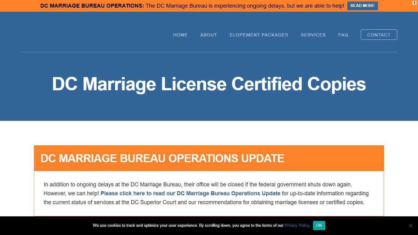 DC Marriage License Certified Copy Service | DC Elopements